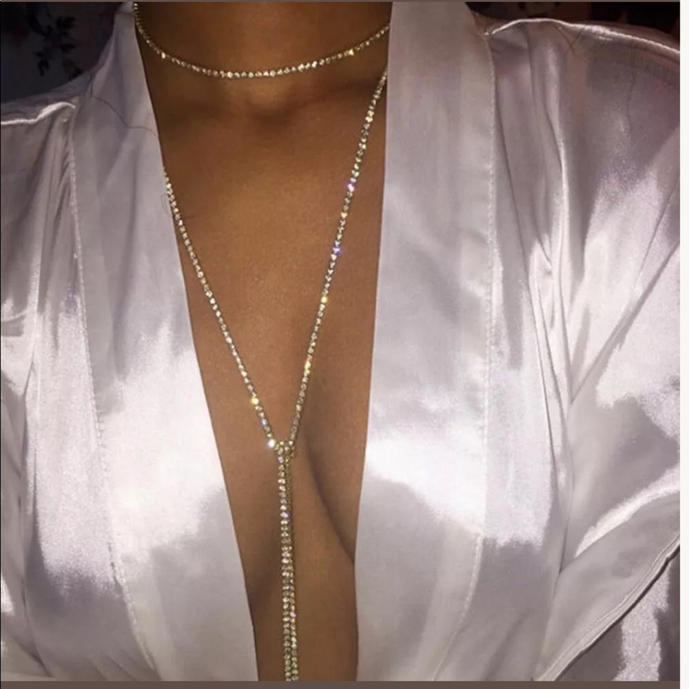 LAST ONE ✨ Crystal Rhinestone Long Bling Necklace